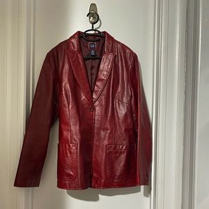 Gap Red Leather Blazer, Size XL, GENUINE leather, used- LIKE NEW